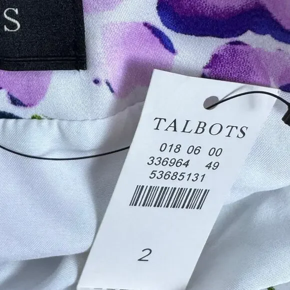 NWT Talbots Wisteria Print Midi Skirt Pleated Pockets Floral White Purple 2 - Picture 6 of 7